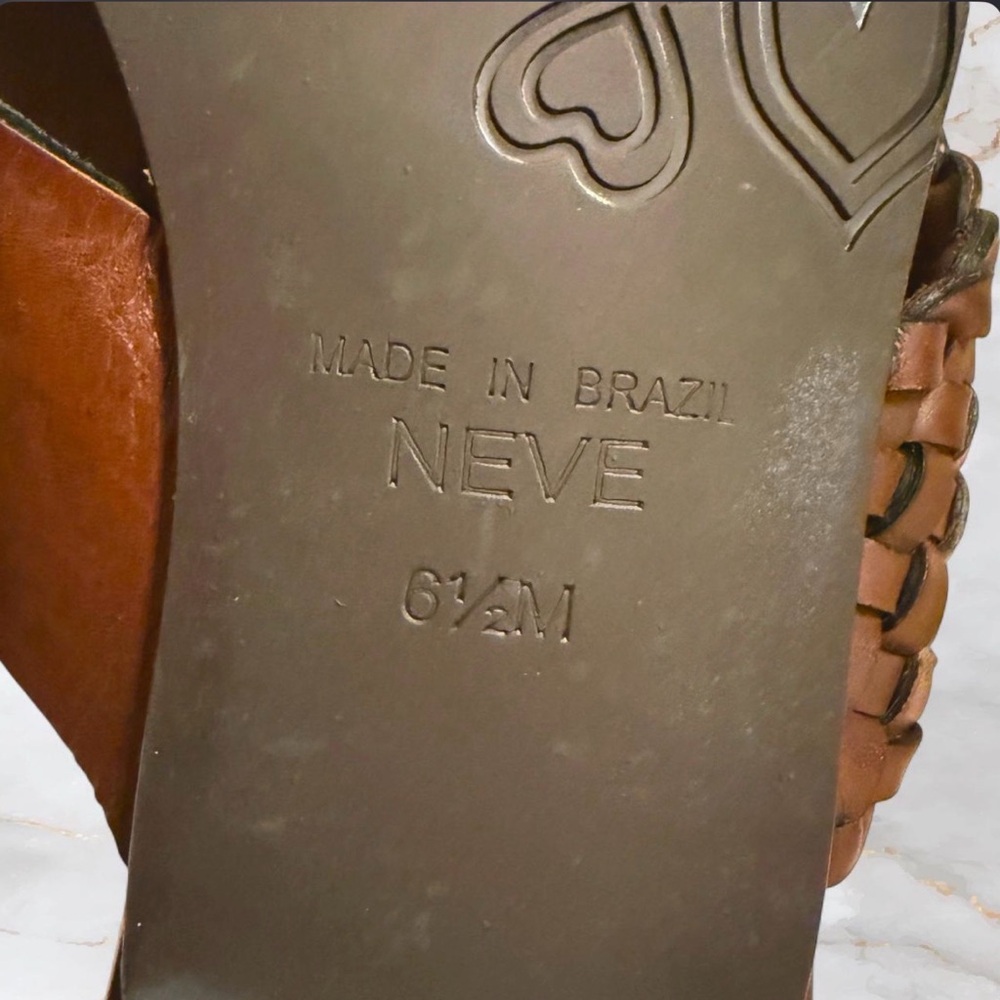 Brighton Neve Brown Leather Braided Slide Mules with Silver Embellishment - Picture 5 of 5